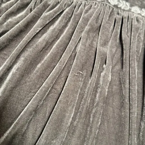 POL Velvet Tunic Silver Gray Women’s Medium Boho Fairy Cottage Festival Babydoll - Picture 11 of 16